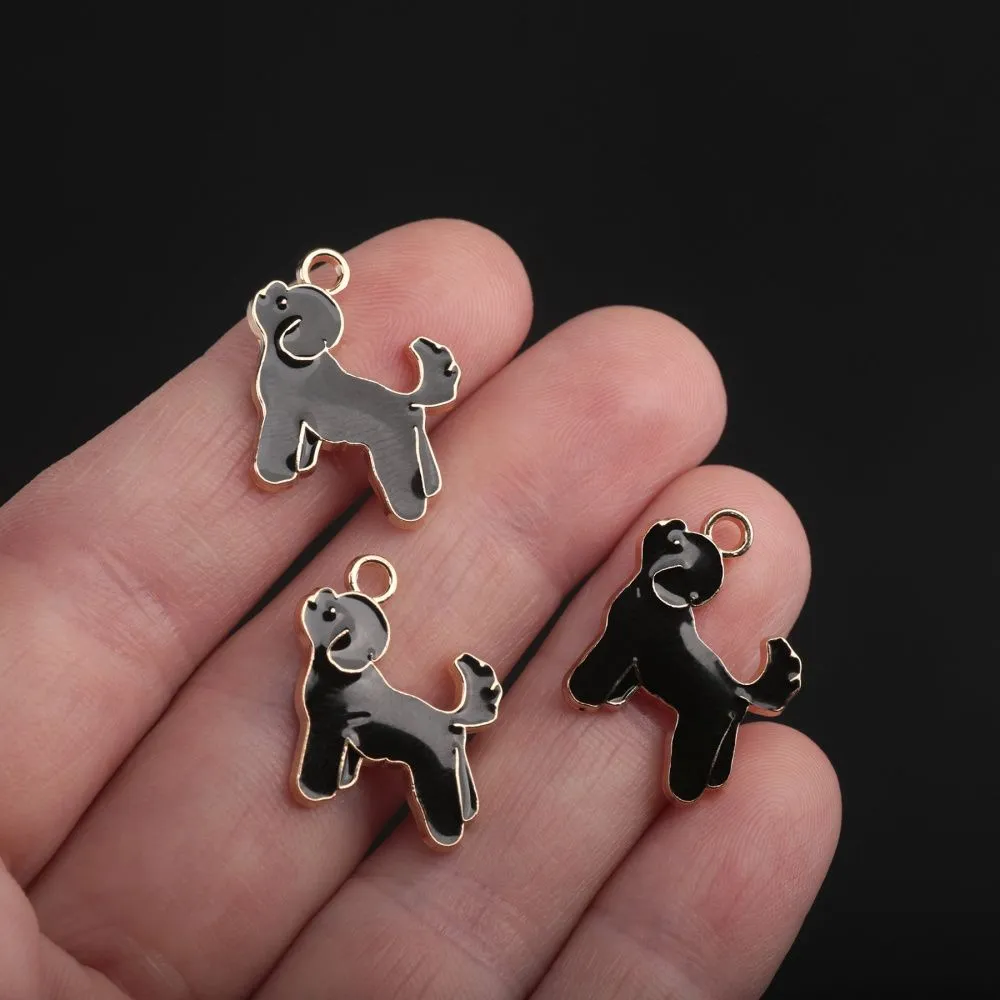 подвеска металл "болонка", эмаль, цвет черный, 17x20 мм