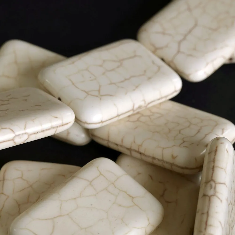 бусина говлит синтетический прямоугольный, цвет айвори, 35x25x7 мм