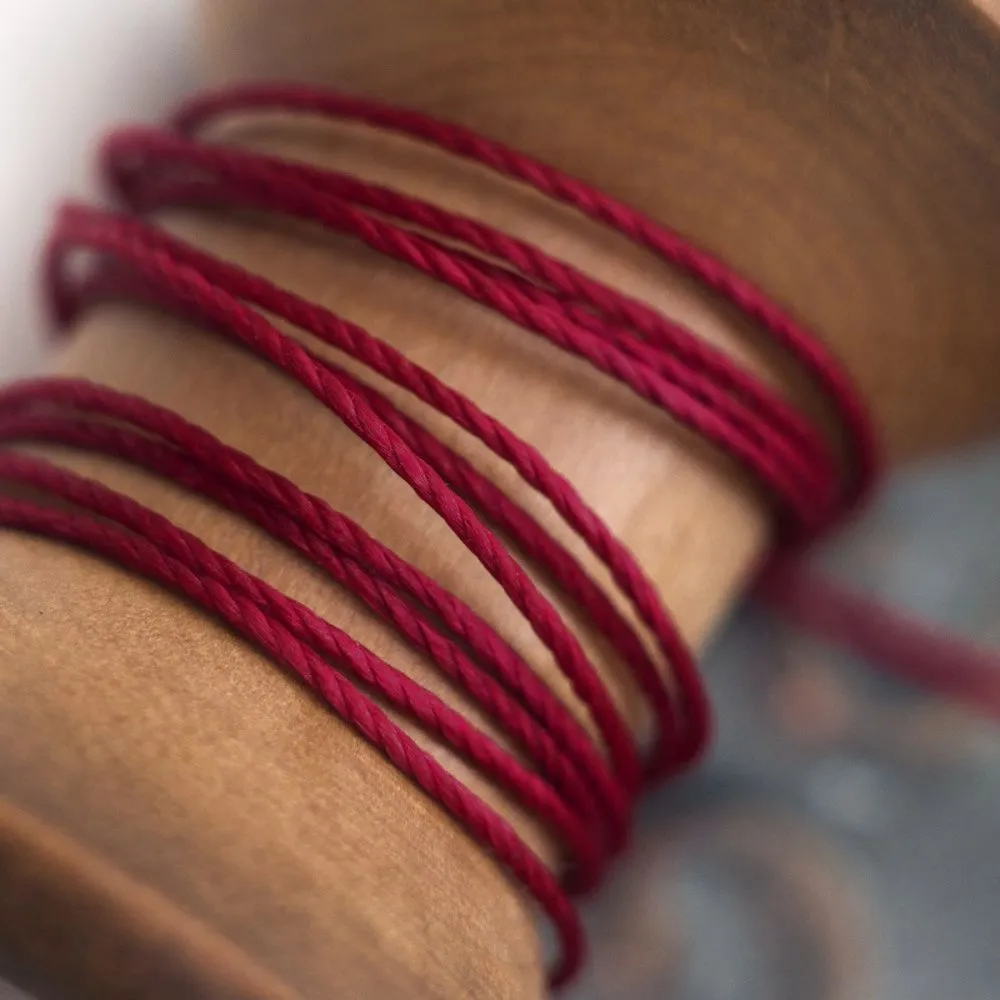 шнур витой из полиэстера, вощеный, цвет темно-красный, 1 мм