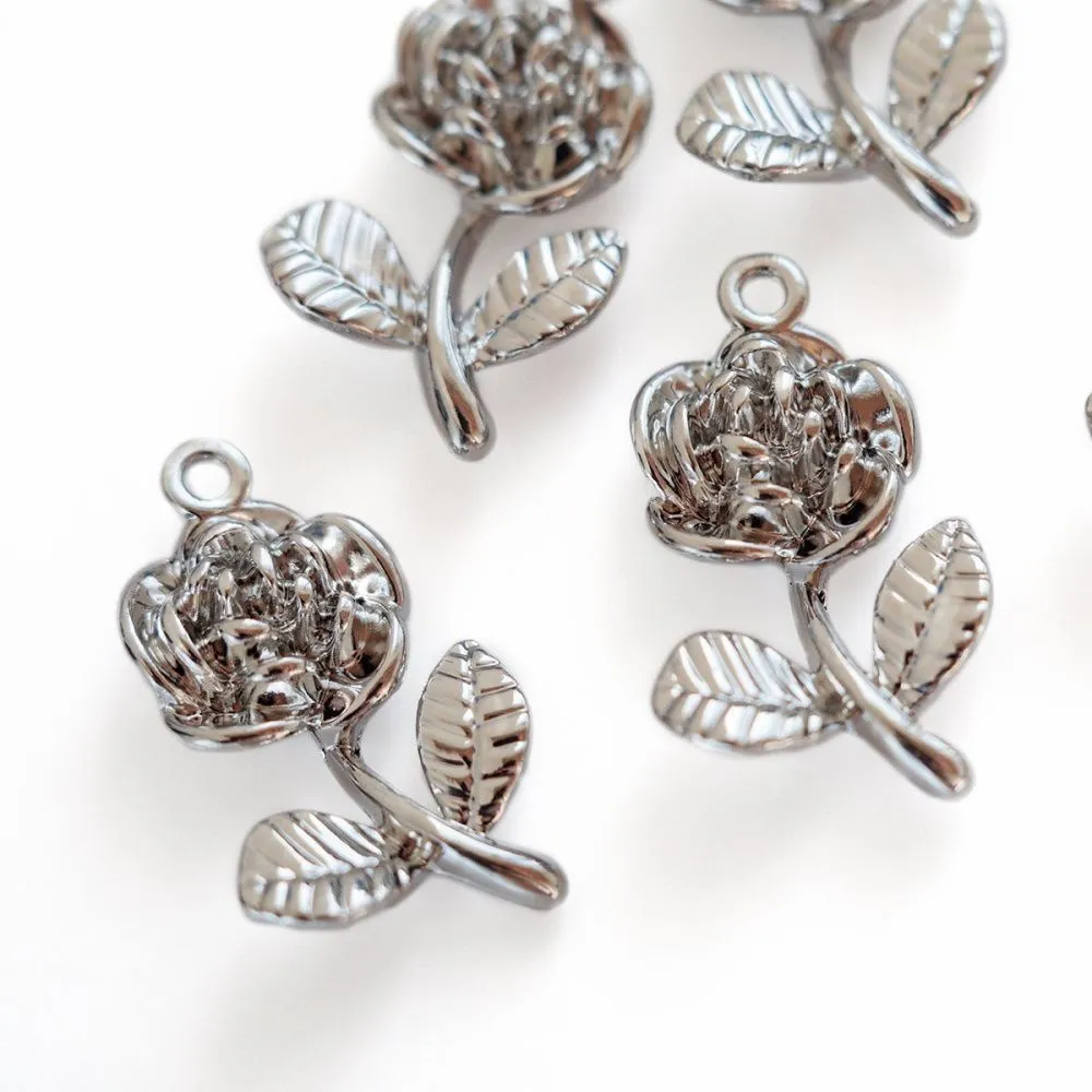 подвеска металлическая "розочка", цвет платина, 21x15 мм