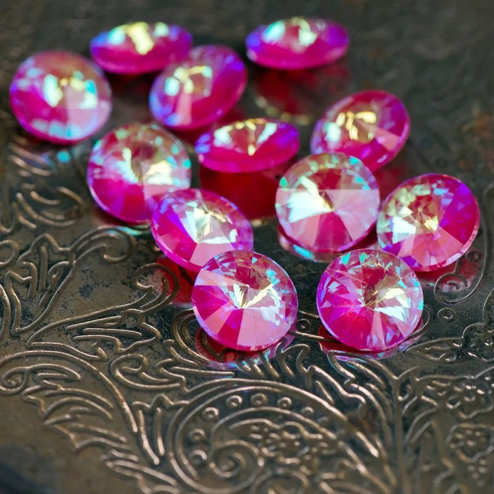 кабошон стекло риволи, цвет siam shimmer, 14х7 мм