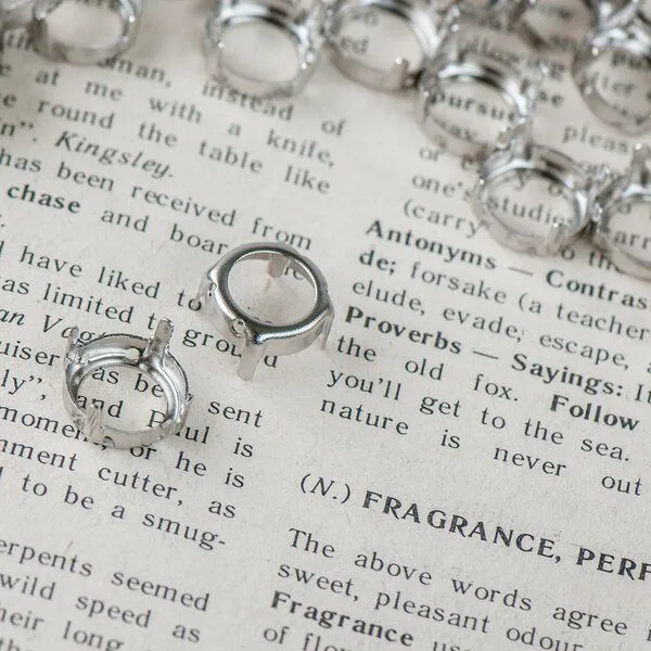 цапы для стразов круглые, открытые, цвет платина, 12 мм