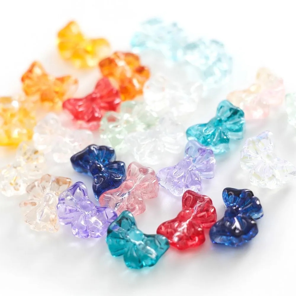 бусина "бант", стекло, цветовой микс, 14x10x5.5 мм