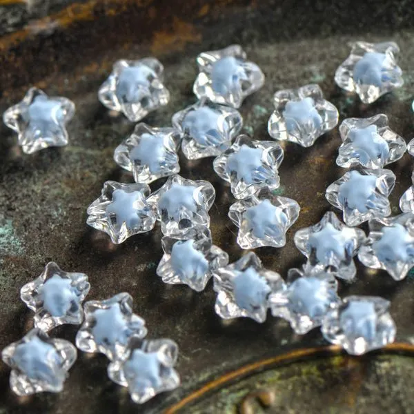 бусина, акрил "звездочка", цвет прозрачный/голубой, 10.5x11x7 мм