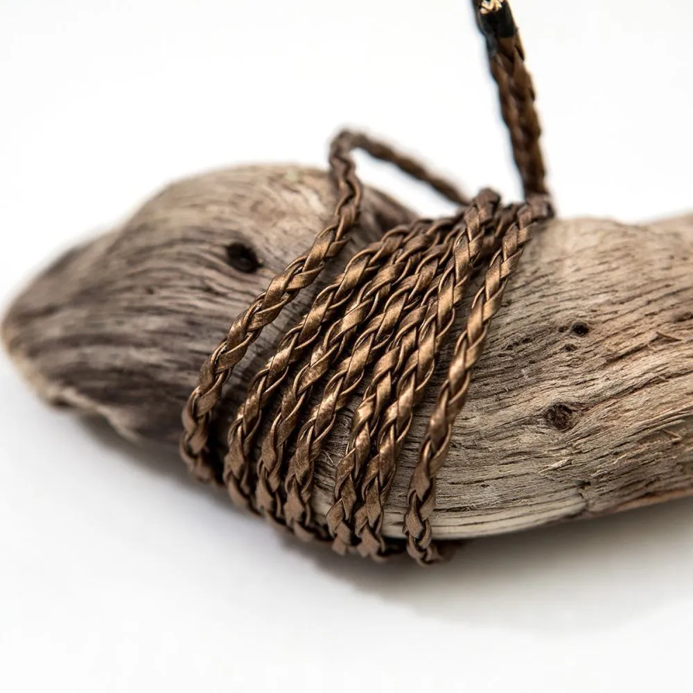 шнур, имитация кожи, плетеный, цвет бронзовый, 3 мм