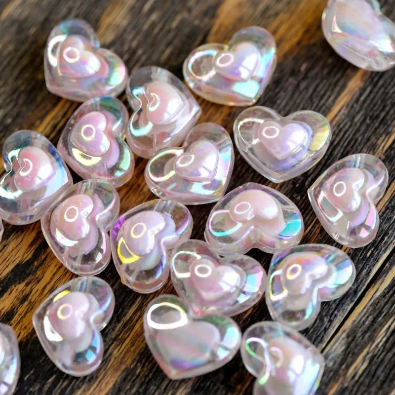 бусина, акрил "сердце", цвет розовый ав, 13x17x9.5мм